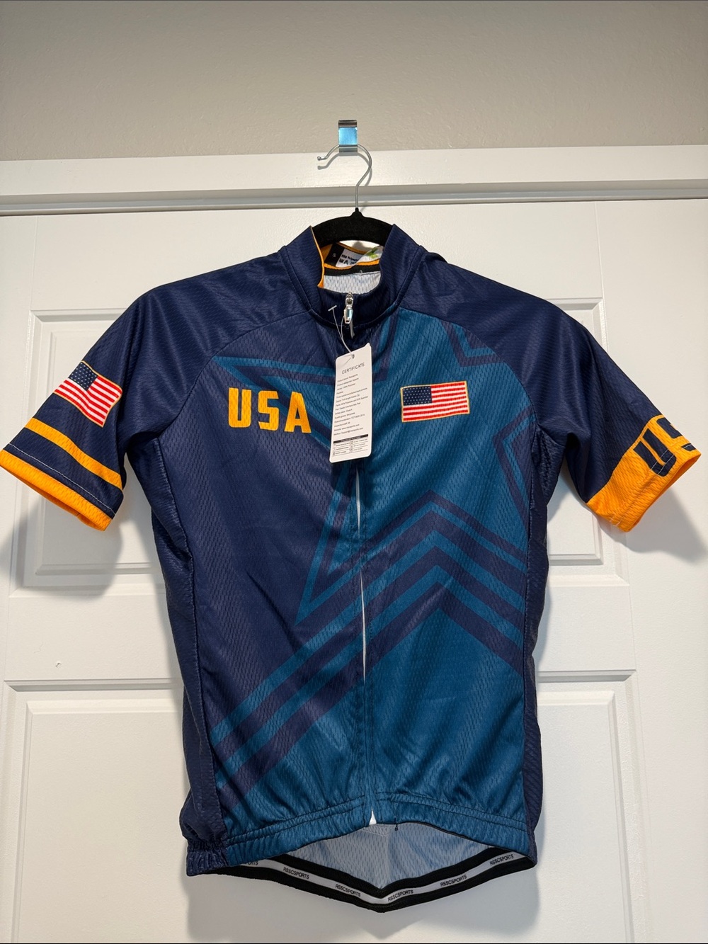 USA Navy & Teal Cycling Jersey with Flag Accents